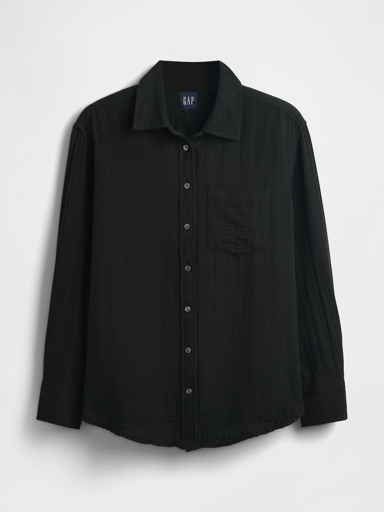 Cotton Gauze Button-Down Shirt