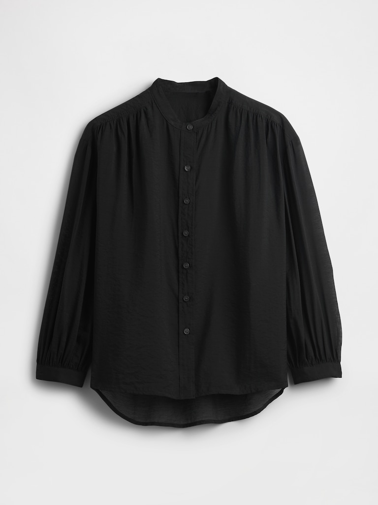 Sheer Button-Front Shirt