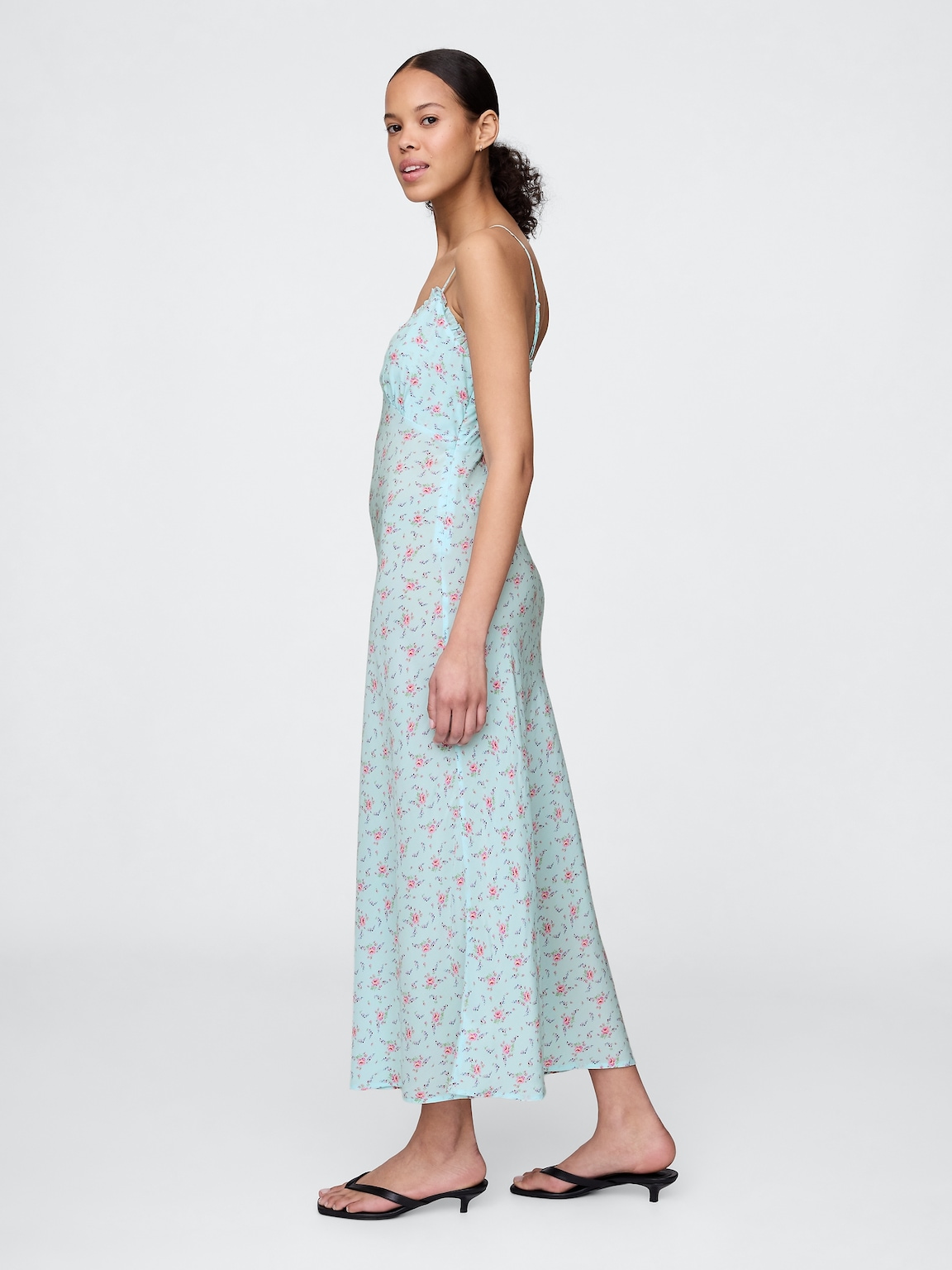 Ruffle-Trim Maxi Slip Dress