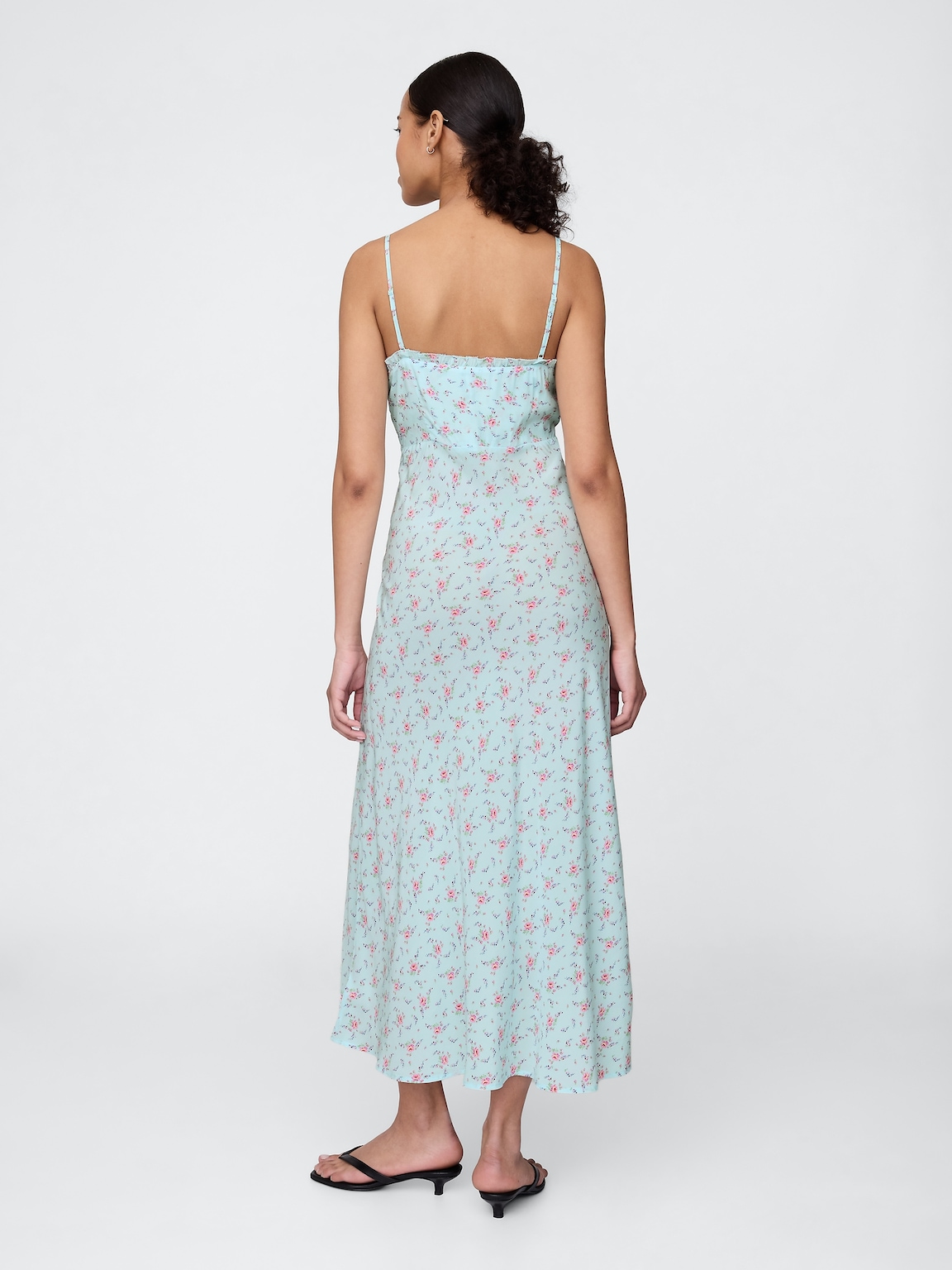 Ruffle-Trim Maxi Slip Dress