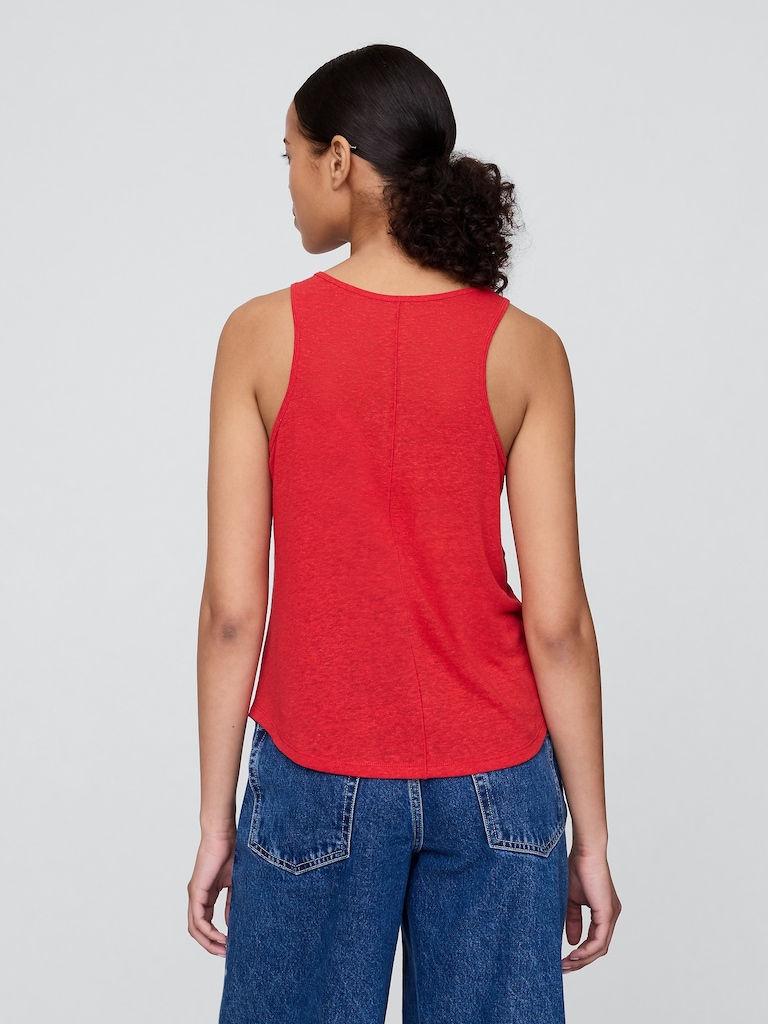 Linen-Blend Racerback Tank Top
