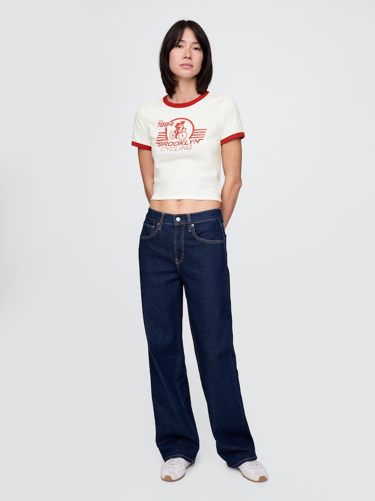 Cotton Jersey Graphic Shrunken T-Shirt