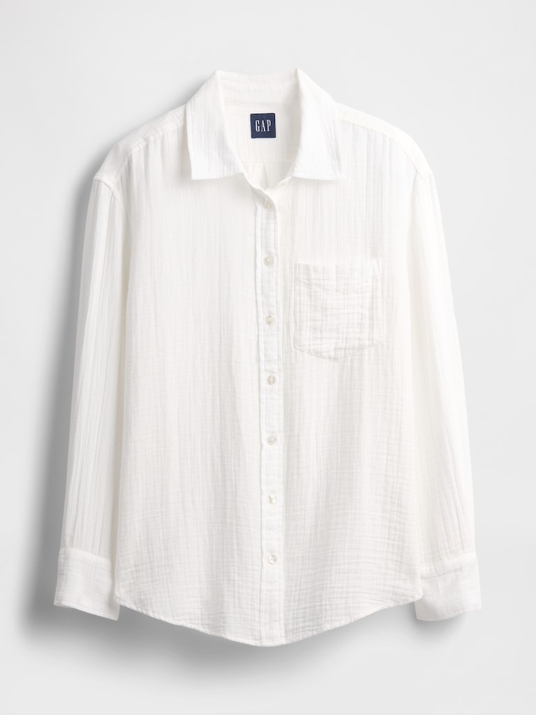 Cotton Gauze Button-Down Shirt