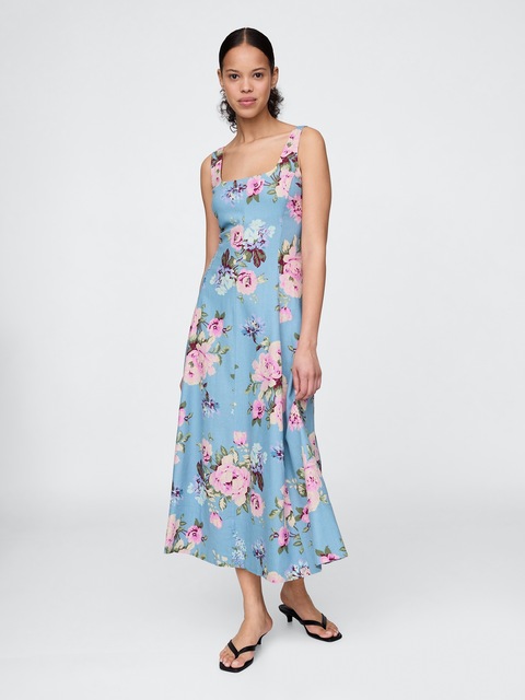 Linen-Blend Square-Neck Maxi Dress | Gap Linen-Blend Square-Neck Maxi Dress | Gap