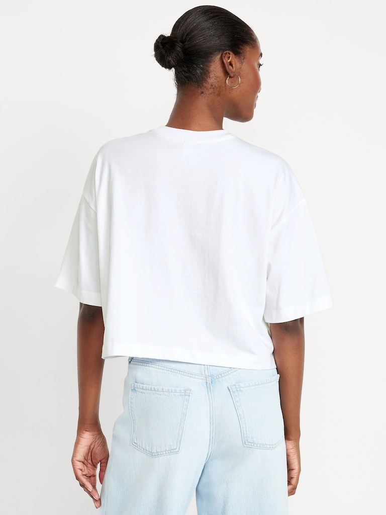 Vintage Crew-Neck Oversized Crop T-Shirt