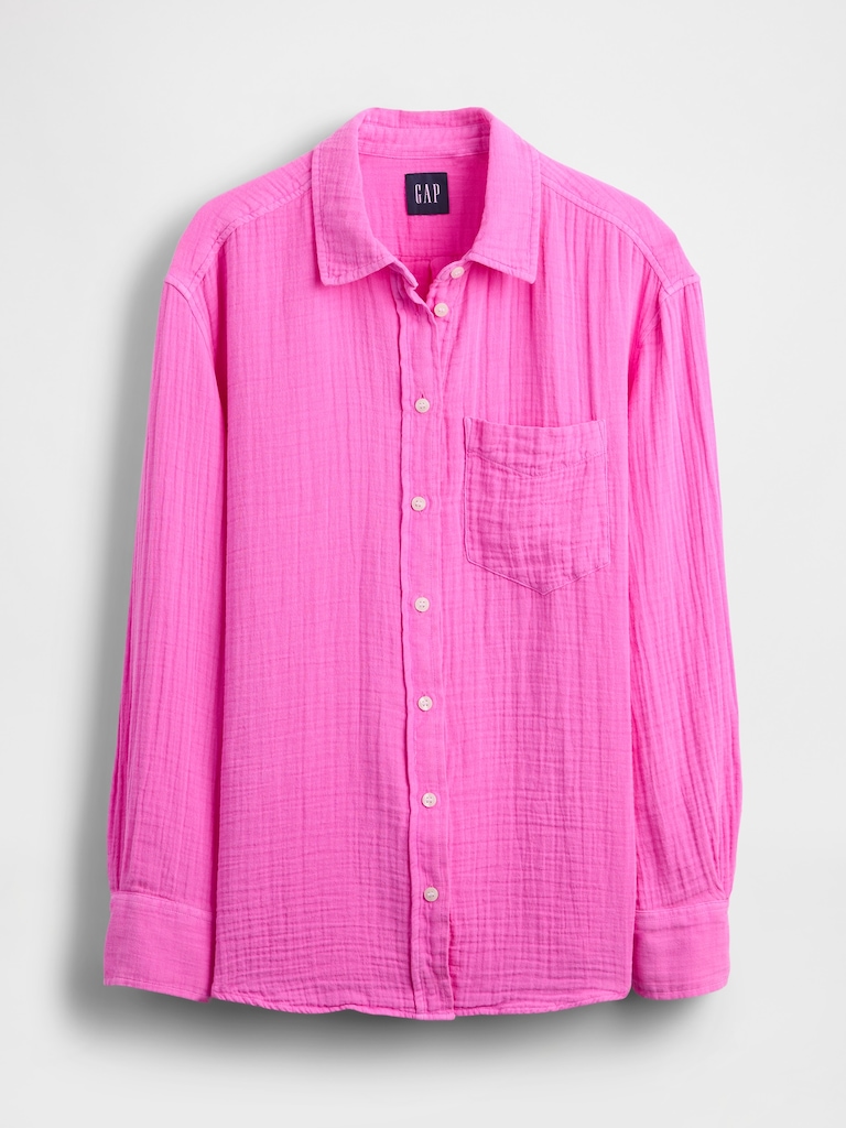 Cotton Gauze Button-Down Shirt