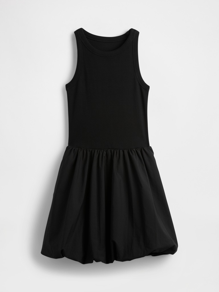 Mixed Media Bubble Mini Dress