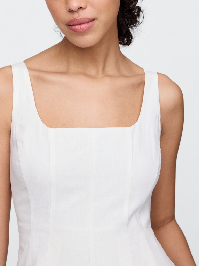 Linen-Blend Seamed Jumpsuit