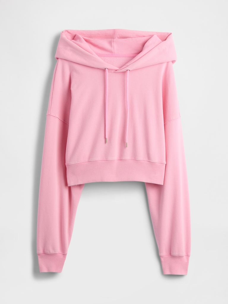 French Terry Oversized Crop Hoodie