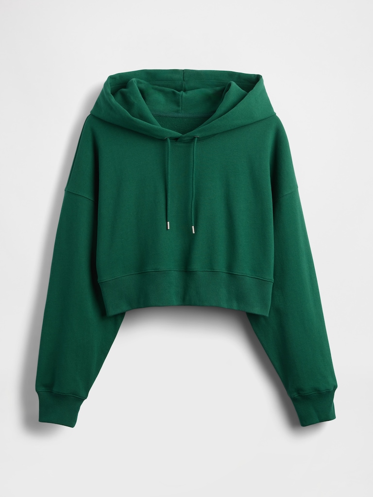 French Terry Oversized Crop Hoodie