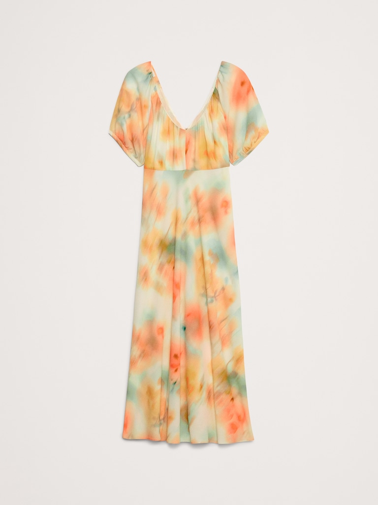 Crepe V-Neck Maxi Dress