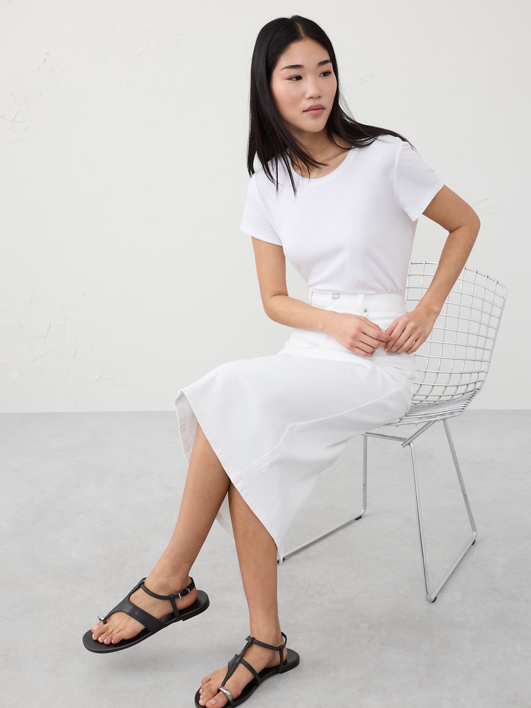 Denim Midi Pencil Skirt