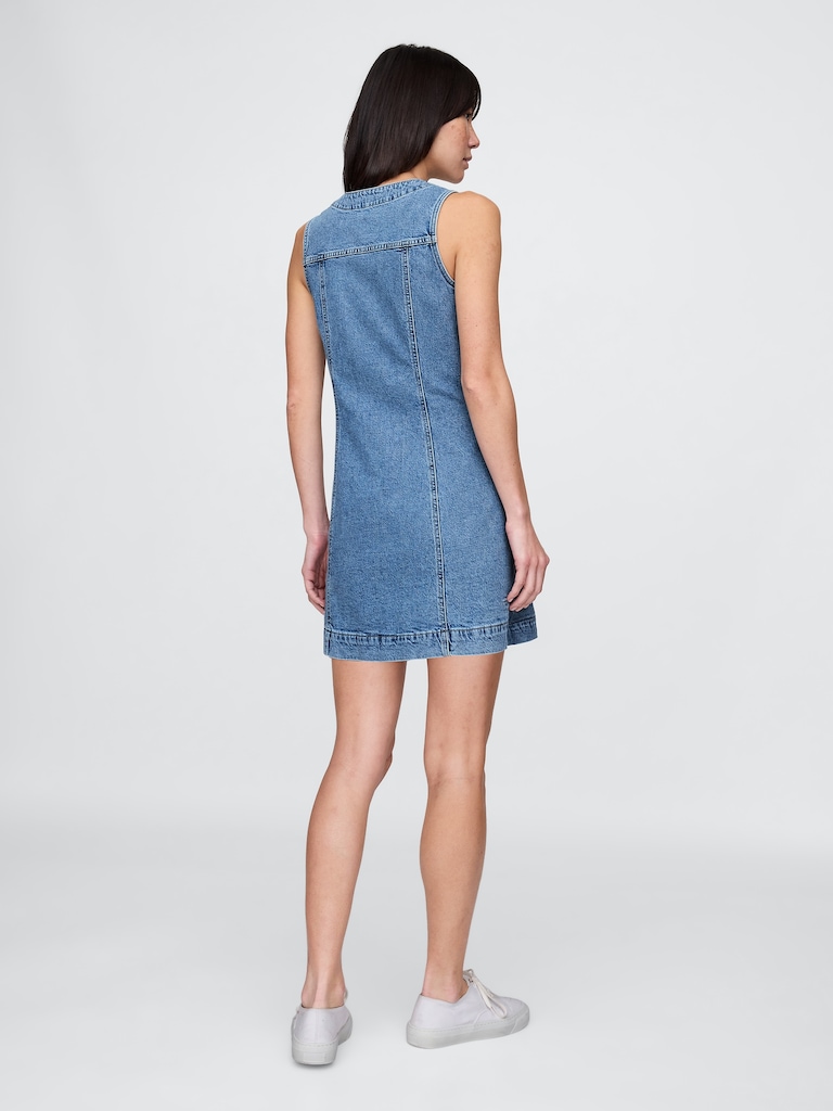 Denim V-Neck Mini Dress