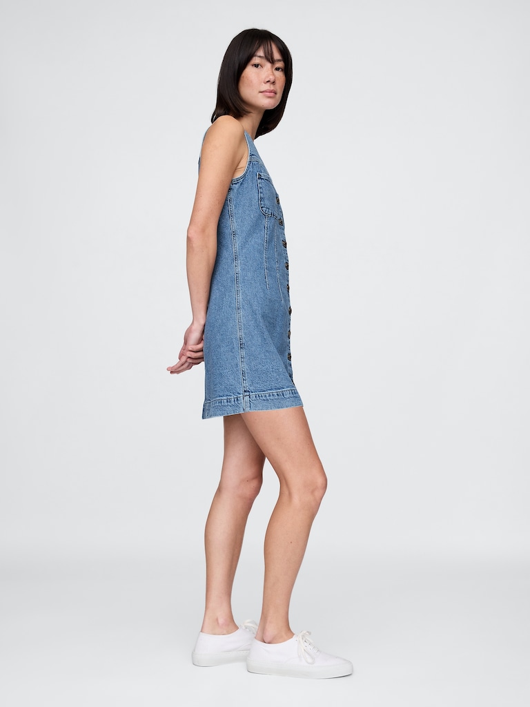 Denim V-Neck Mini Dress
