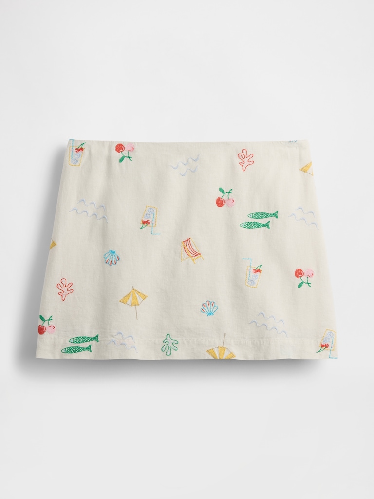 Linen-Blend Mini Skort