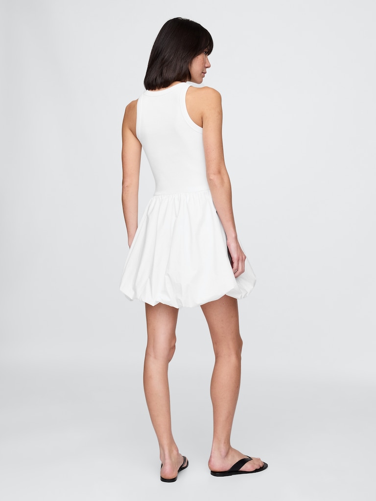 Mixed Media Bubble Mini Dress