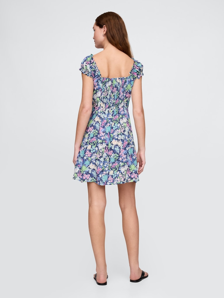 Puff-Sleeve Sweetheart Mini Dress