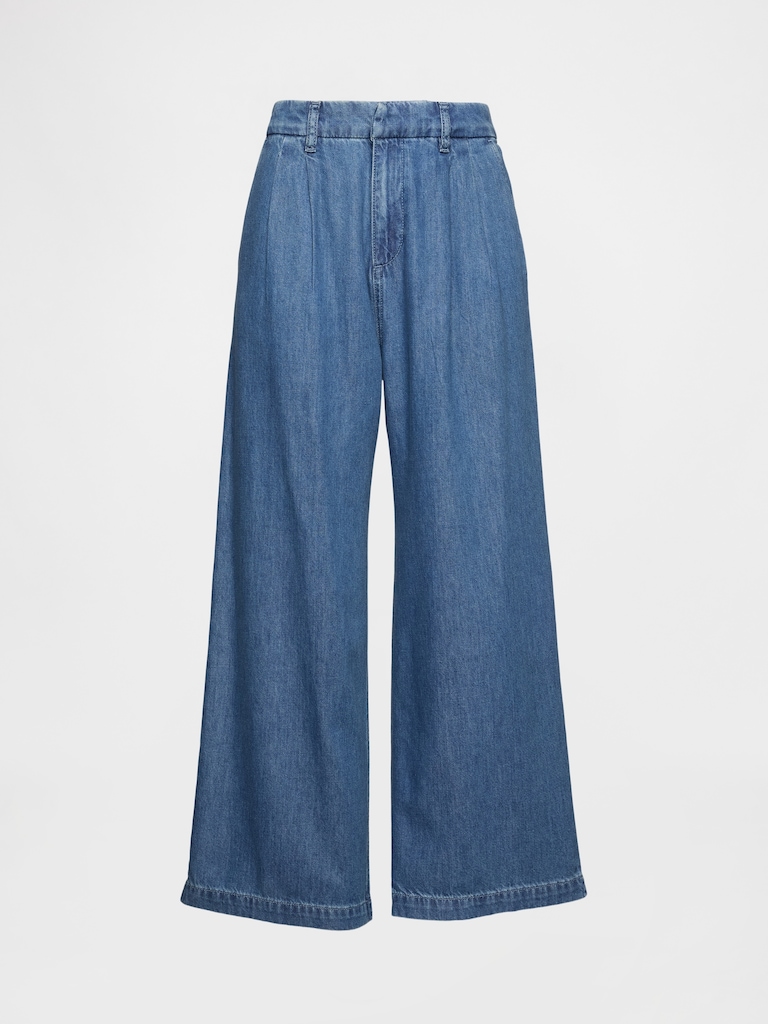 365 High Rise UltraSoft Denim Pleated Ankle Trousers