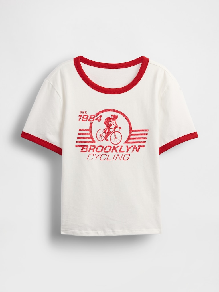Cotton Jersey Graphic Shrunken T-Shirt
