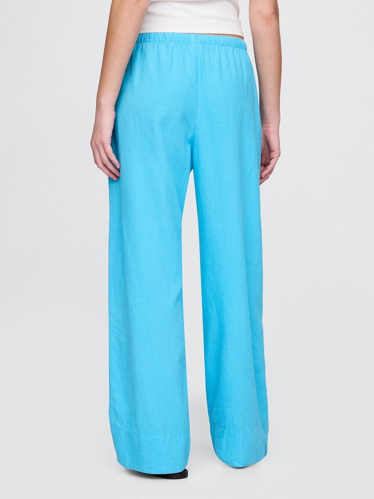 Linen-Blend Easy Wide-Hem Pants