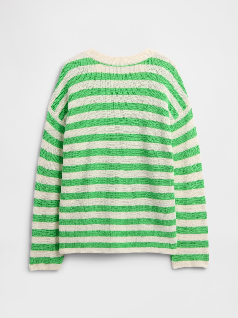 Oversized Stripe Crewneck Sweater