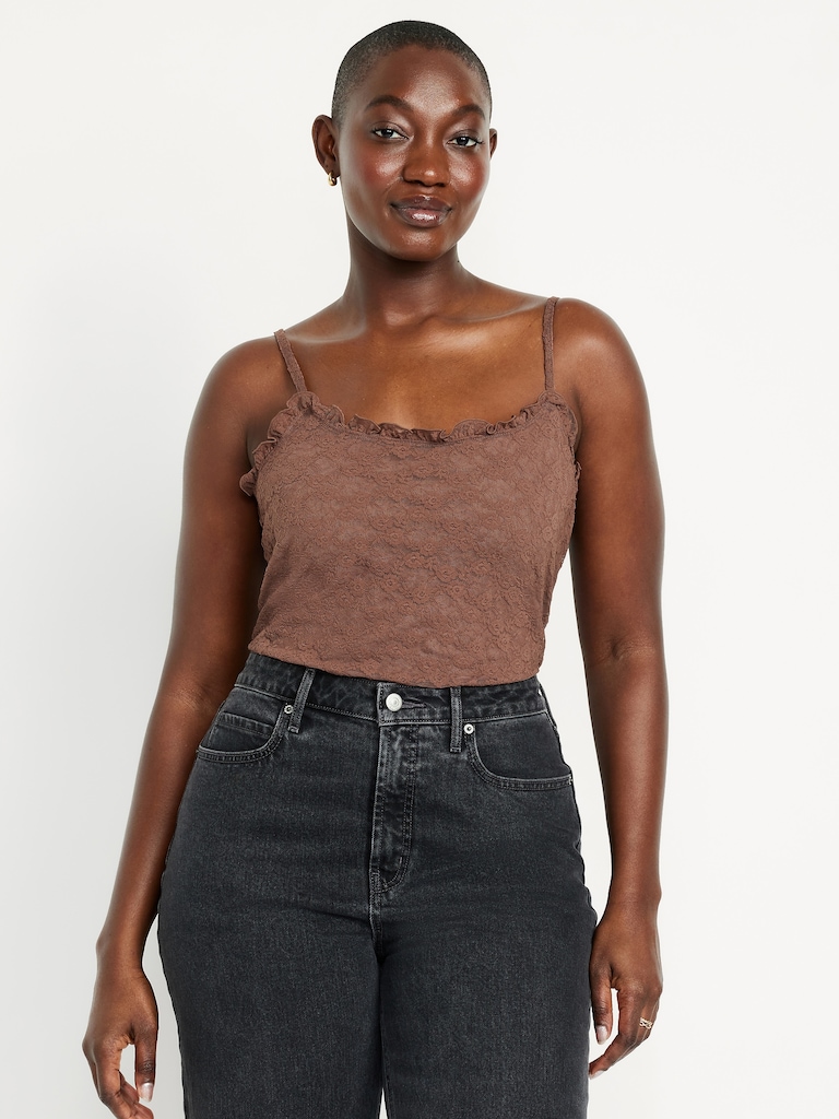 Camisole en dentelle à bordure à volants