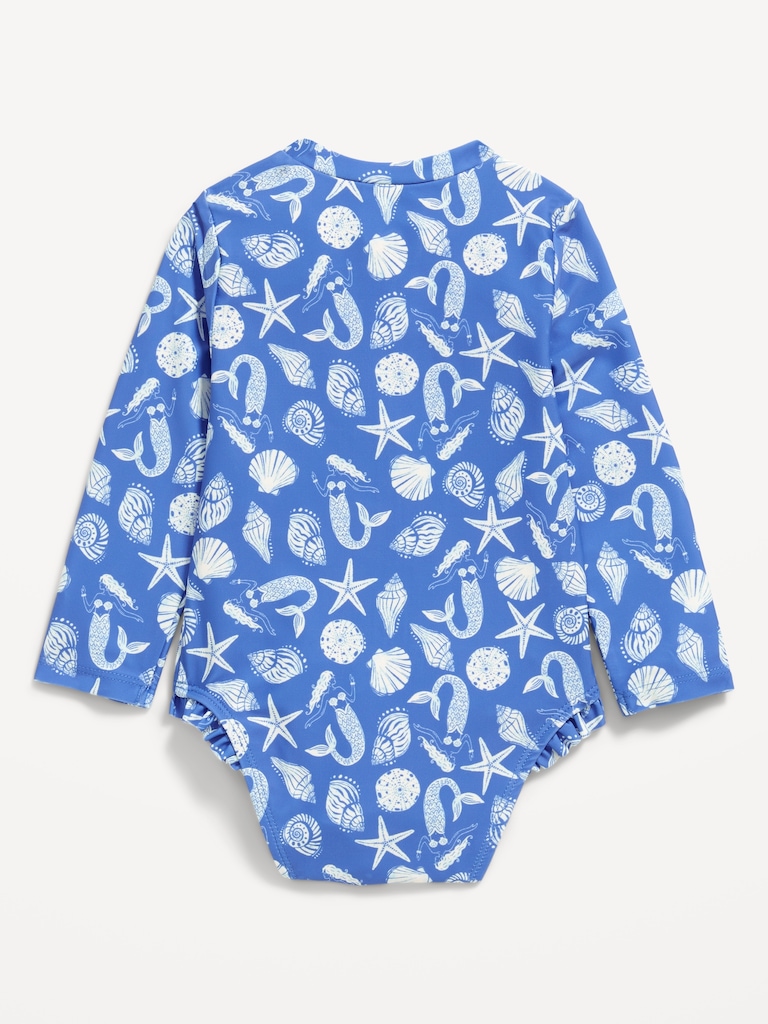 Printed Zip-Front Rashguard One-Piece Swimsuit for Baby