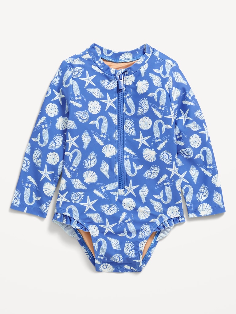 Printed Zip-Front Rashguard One-Piece Swimsuit for Baby