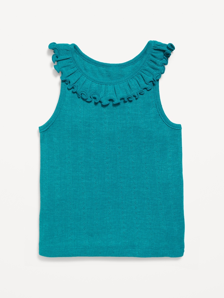 Fitted Ruffle-Neck Tank Top for Toddler Girls