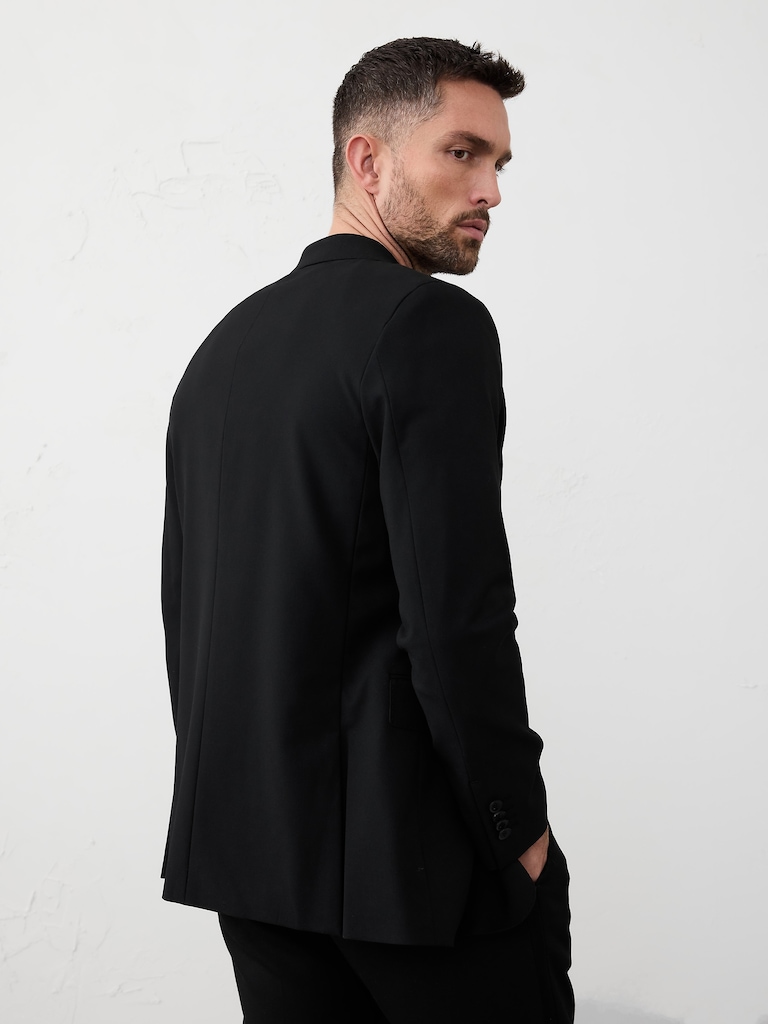 Tailored-Fit Plain Weave Suit Jacket