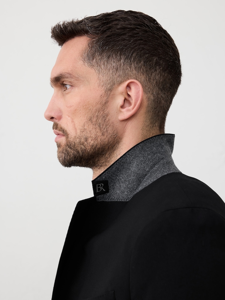 Tailored-Fit Plain Weave Suit Jacket