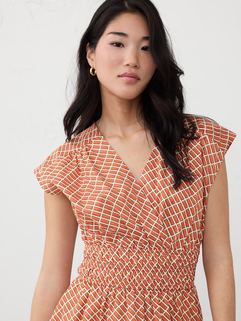 Voile Shirred-Waist Mini Dress