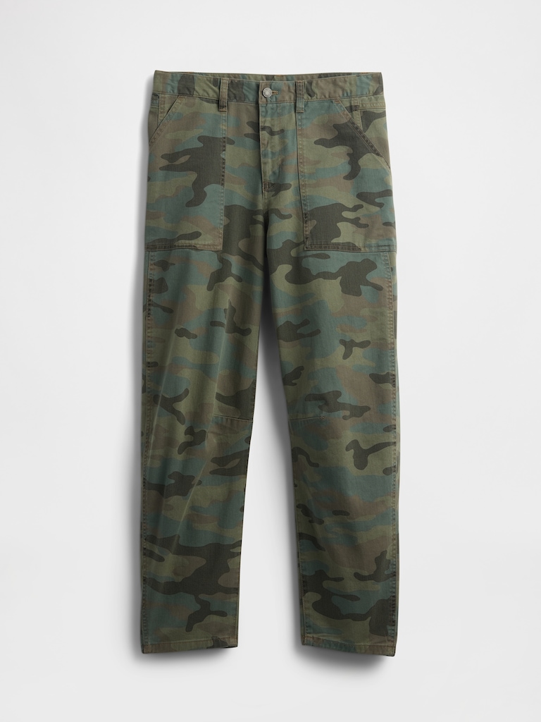 Mid Rise Twill Barrel Pants