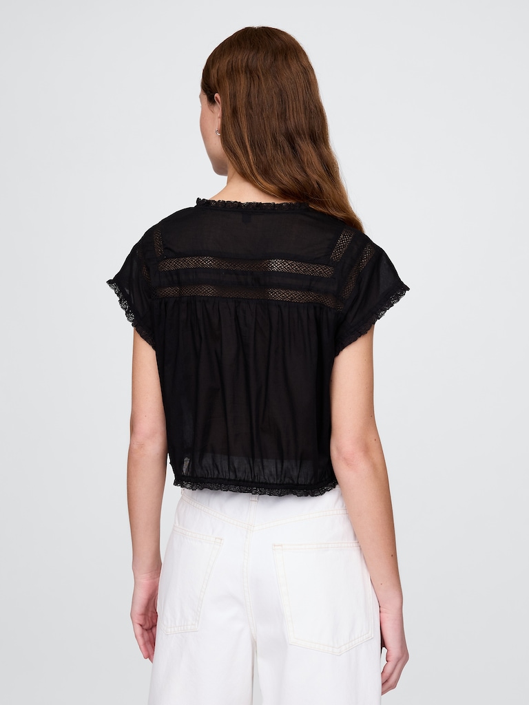 Ruffle Pintuck Crop Top