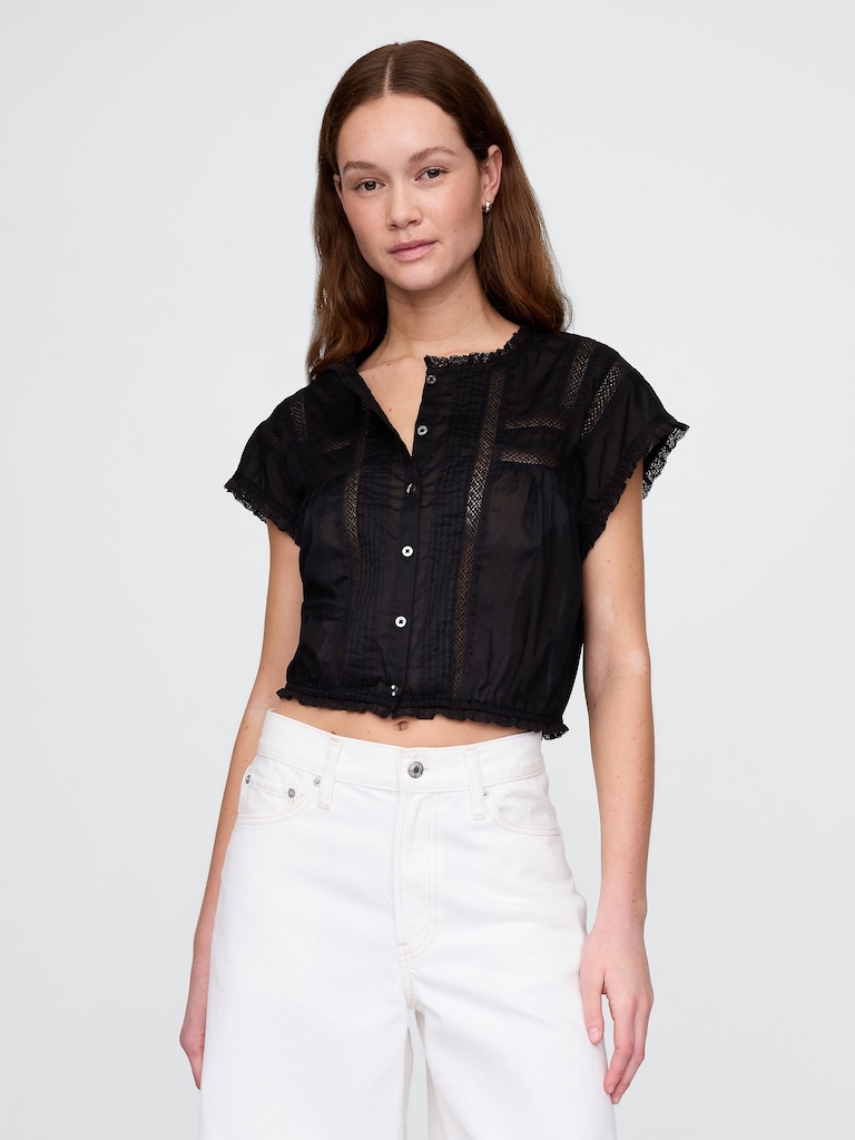 Ruffle Pintuck Crop Top