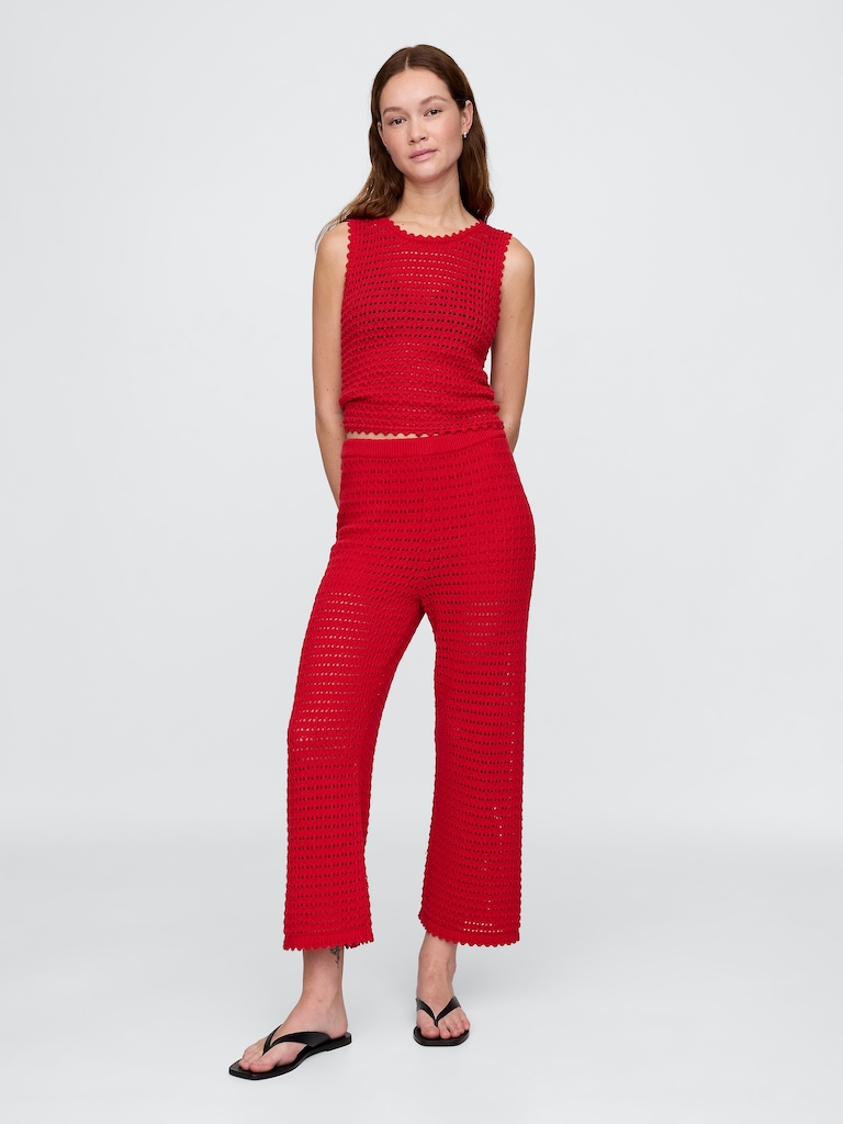 100% Cotton Crochet Ankle Pants