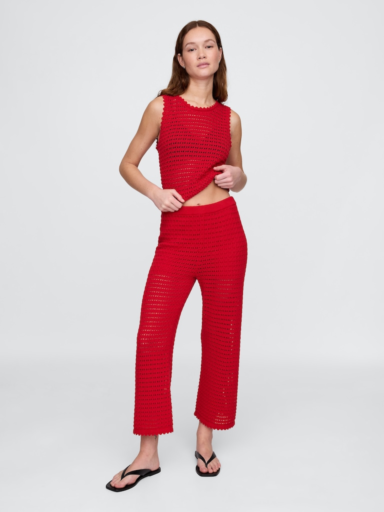 100% Cotton Crochet Ankle Pants