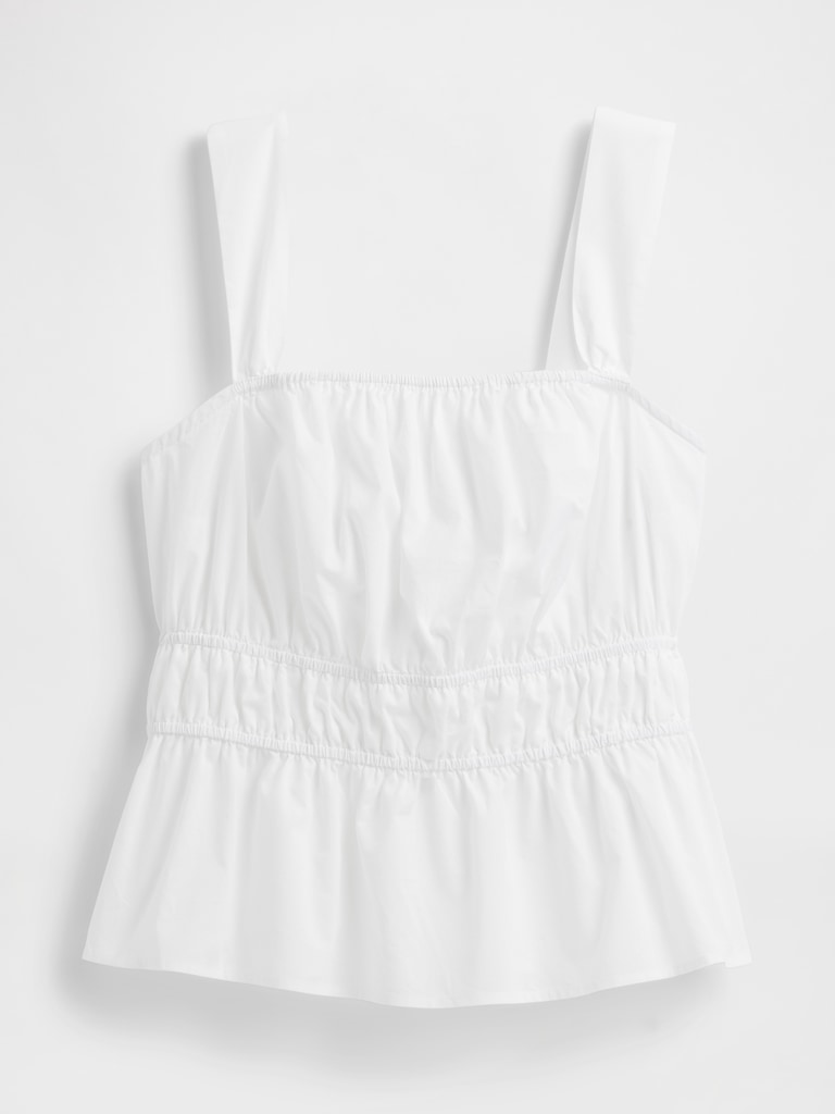 Smocked Cropped Squareneck Top