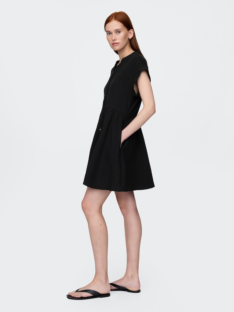Cotton Gauze Mini Shirtdress