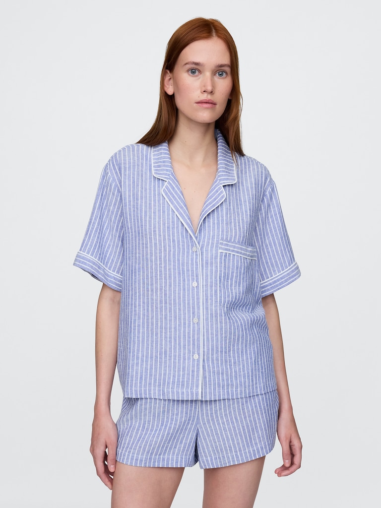 Linen-Blend PJ Shirt