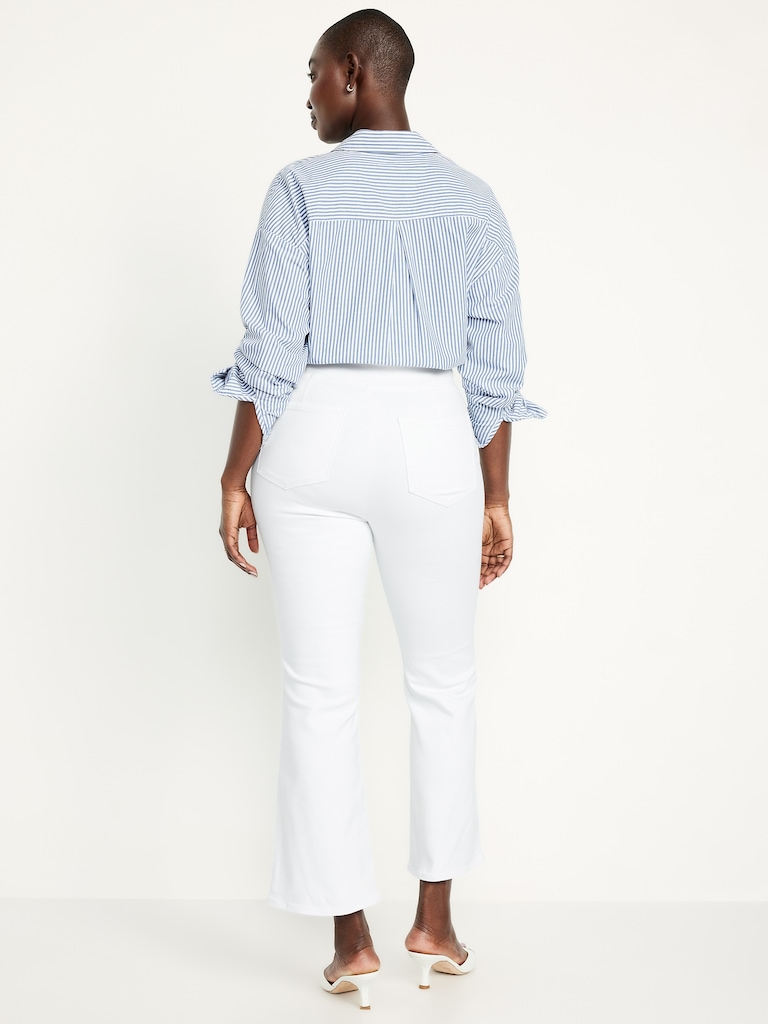 High-Waisted Weekender Pull-On Crop Flare Jeans