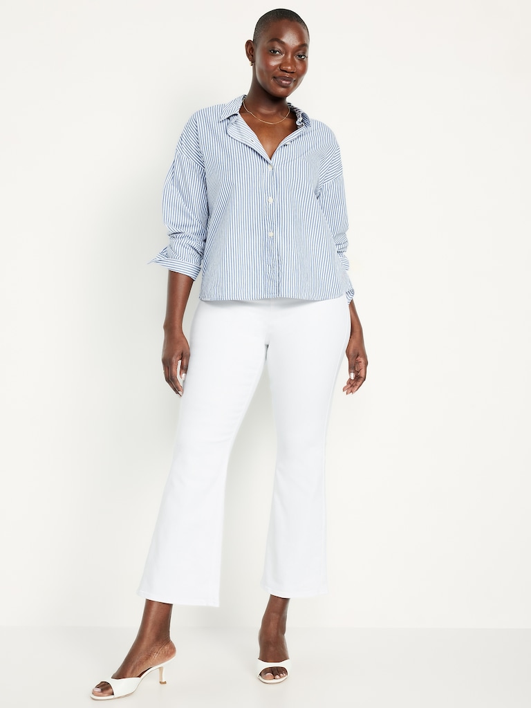 High-Waisted Weekender Pull-On Crop Flare Jeans