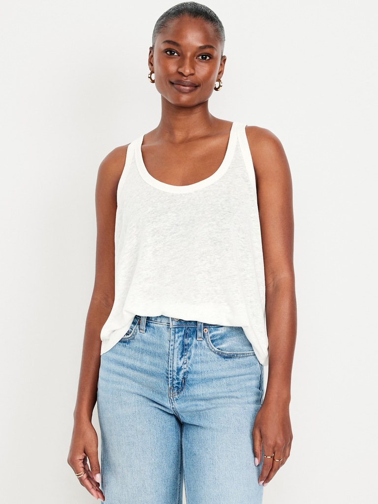 Linen-Blend Tank Top