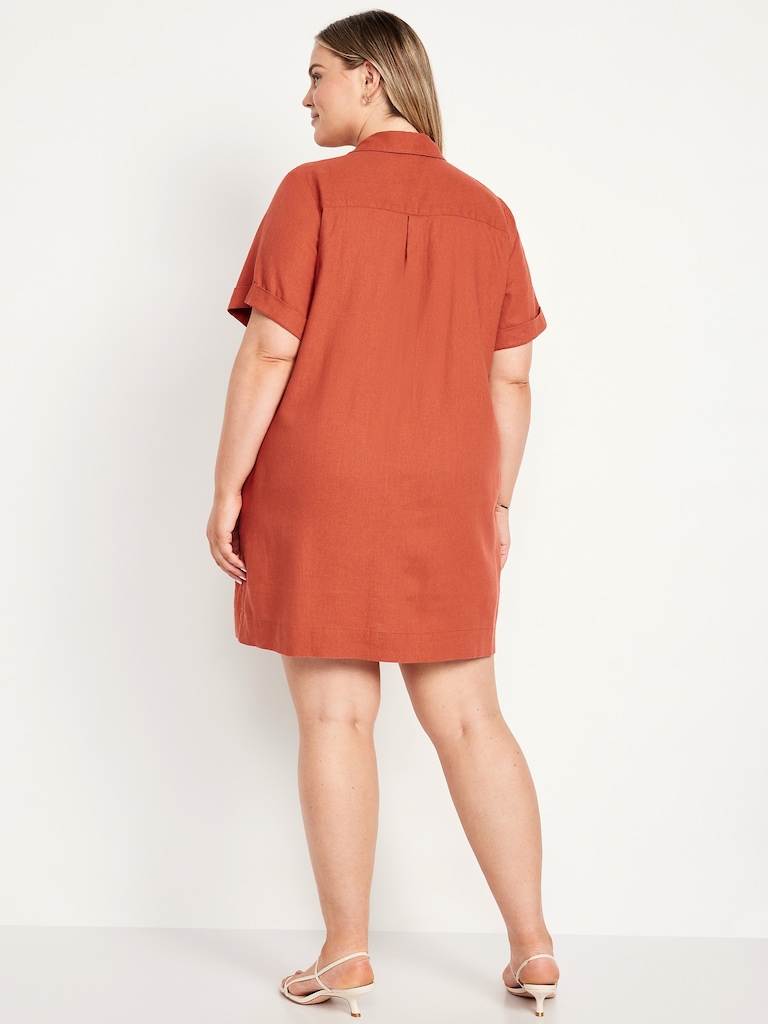 Linen-Blend Shirt Dress