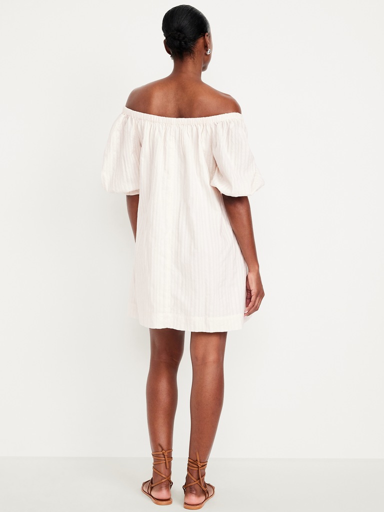 Textured-Dobby Mini Swing Dress