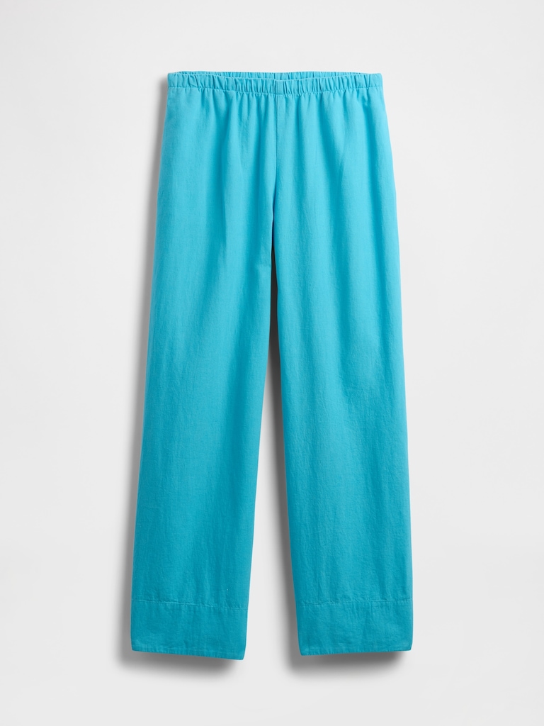 Linen-Blend Easy Wide-Hem Pants