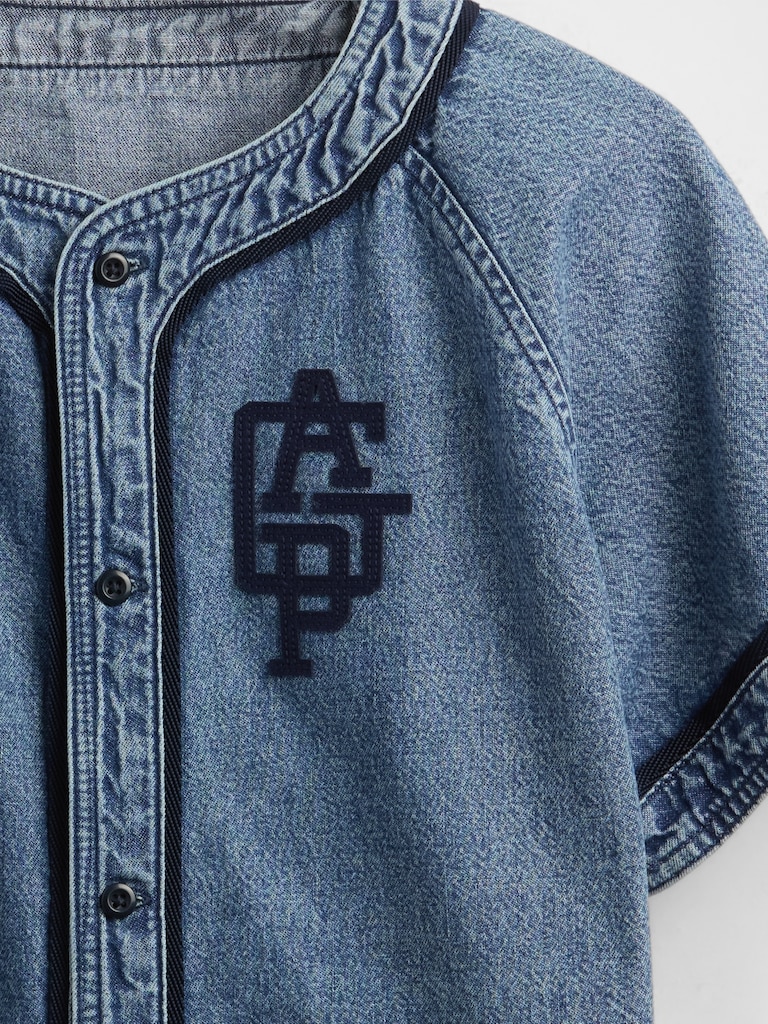 Kids Denim Logo Baseball Jersey