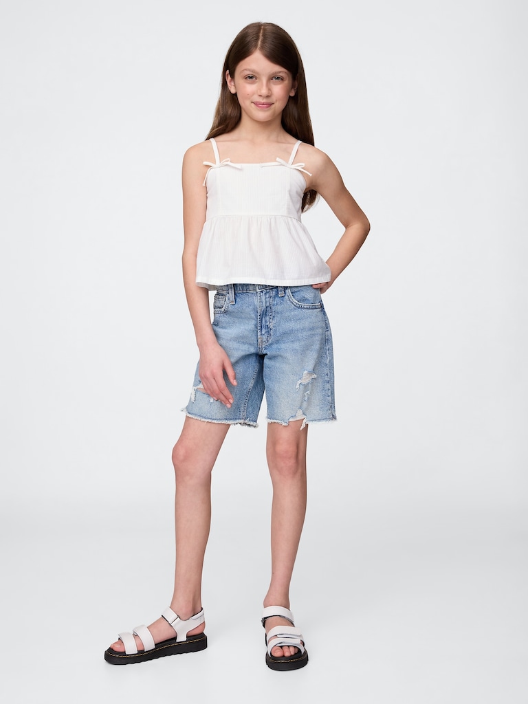 Kids Bow-Strap Peplum Top