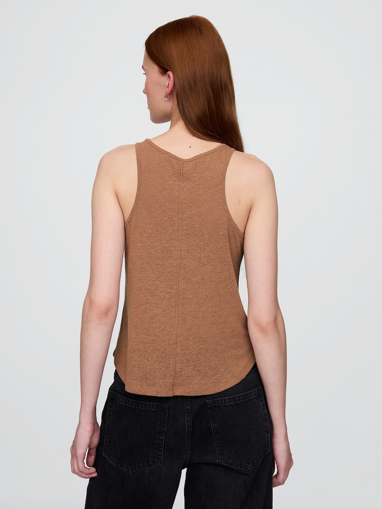 Linen-Blend Racerback Tank Top