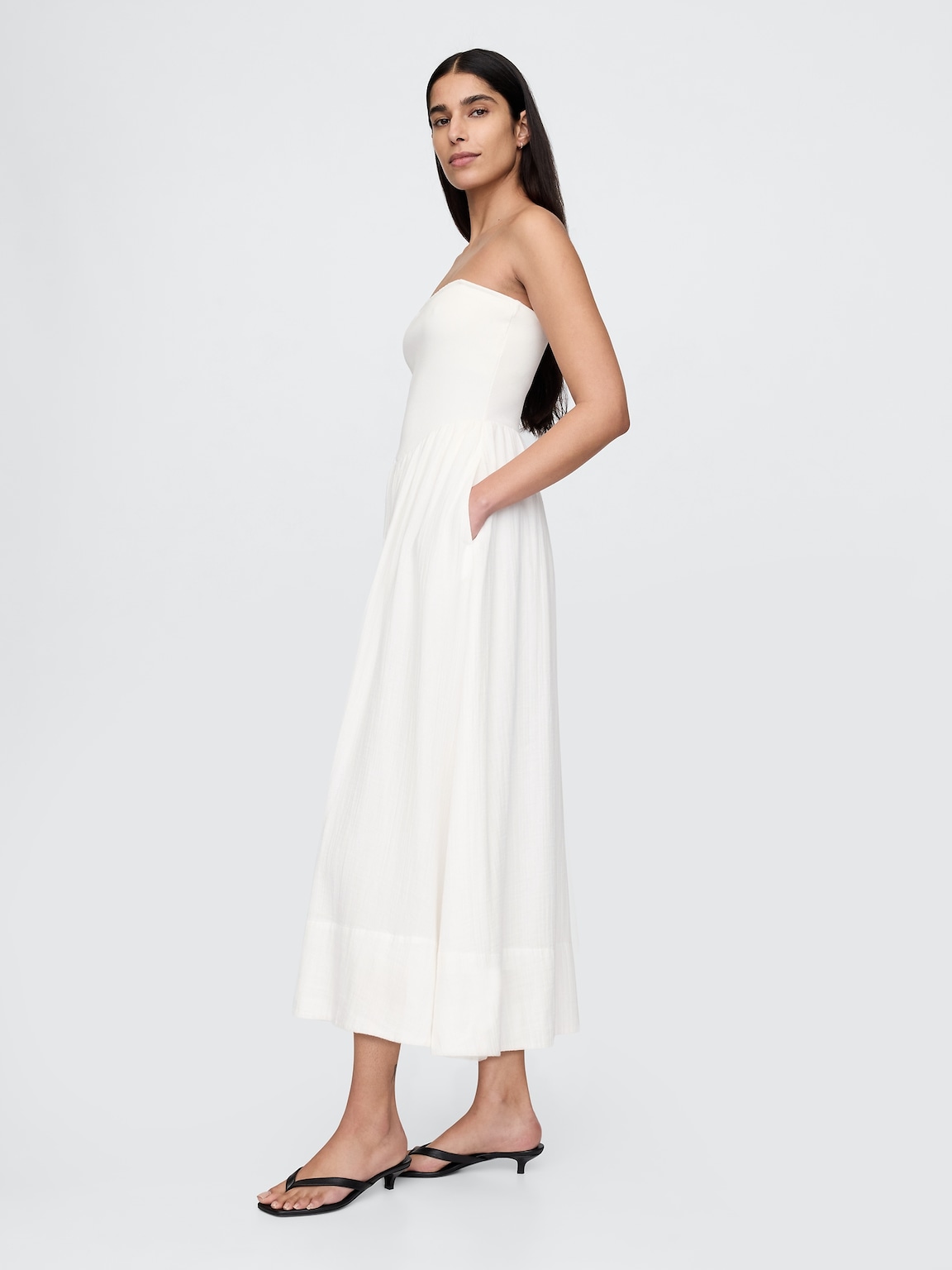 Cotton Gauze Mixed Media Maxi Dress